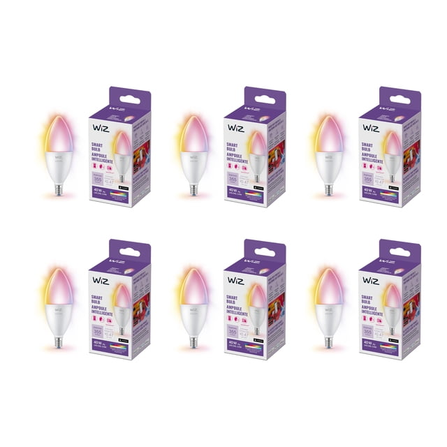 Smart Bulb WiZ, 40 W, B12, luz LED E12, paquete de 6