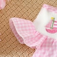 thumbnail image 4 of Utlike Baby Girls Bodysuits Butterfly Sleeves Plaid Newborn Romper Embroider Clothes Lightweight Playsuits For Infant Size 6 Months-12 Months, 4 of 5
