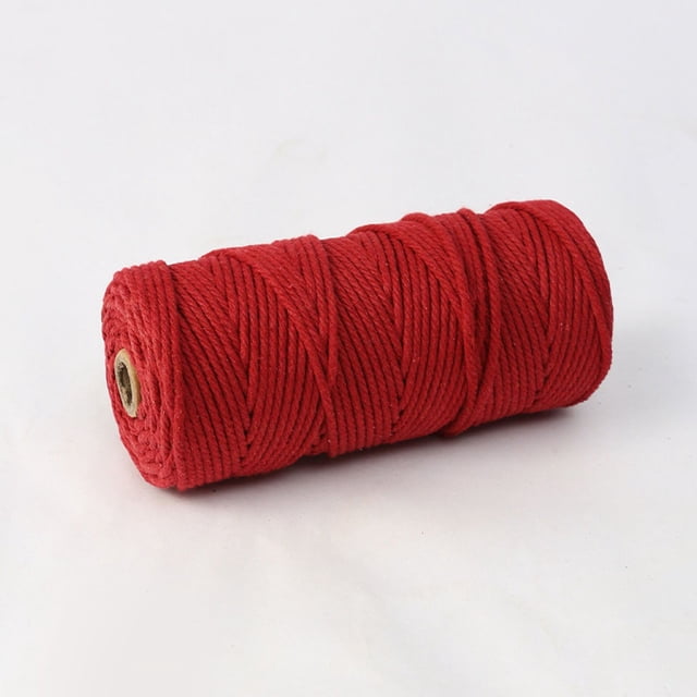 Nvzi Cordón de macramé de 3 mm x 110 yardas Cuerda de algodón de macramé natural Cuerda de macramé de colores Cordón de algodón suave Suministros de macramé Cuerda para de macramé, rojo vino