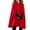 Red, variant on Hooded Medium Women Cape Winter Vintage Overcoat Fashion Button Cloak Woolen Coat, Sizes L