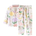 thumbnail image 1 of Odeerbi 3-16 Años Pijamas de Algodón Para Niños Y Niñas Con Solapa Con Muescas Y Manga Larga Pantalones Suaves Estampados Florales Ropa de Dormir Juegos de Pijamas de Dos Piezas, 1 of 3