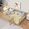 thumbnail image 2 of Sesslife Full Size Floor Bed with High Fence & Door, Wood Full Floor Bed with Salts and 21.5” Safety Guardrails, Montessori Floor Bed, Full Bed Frame for Kids, No Box Spring Needed, Natural, 2 of 8