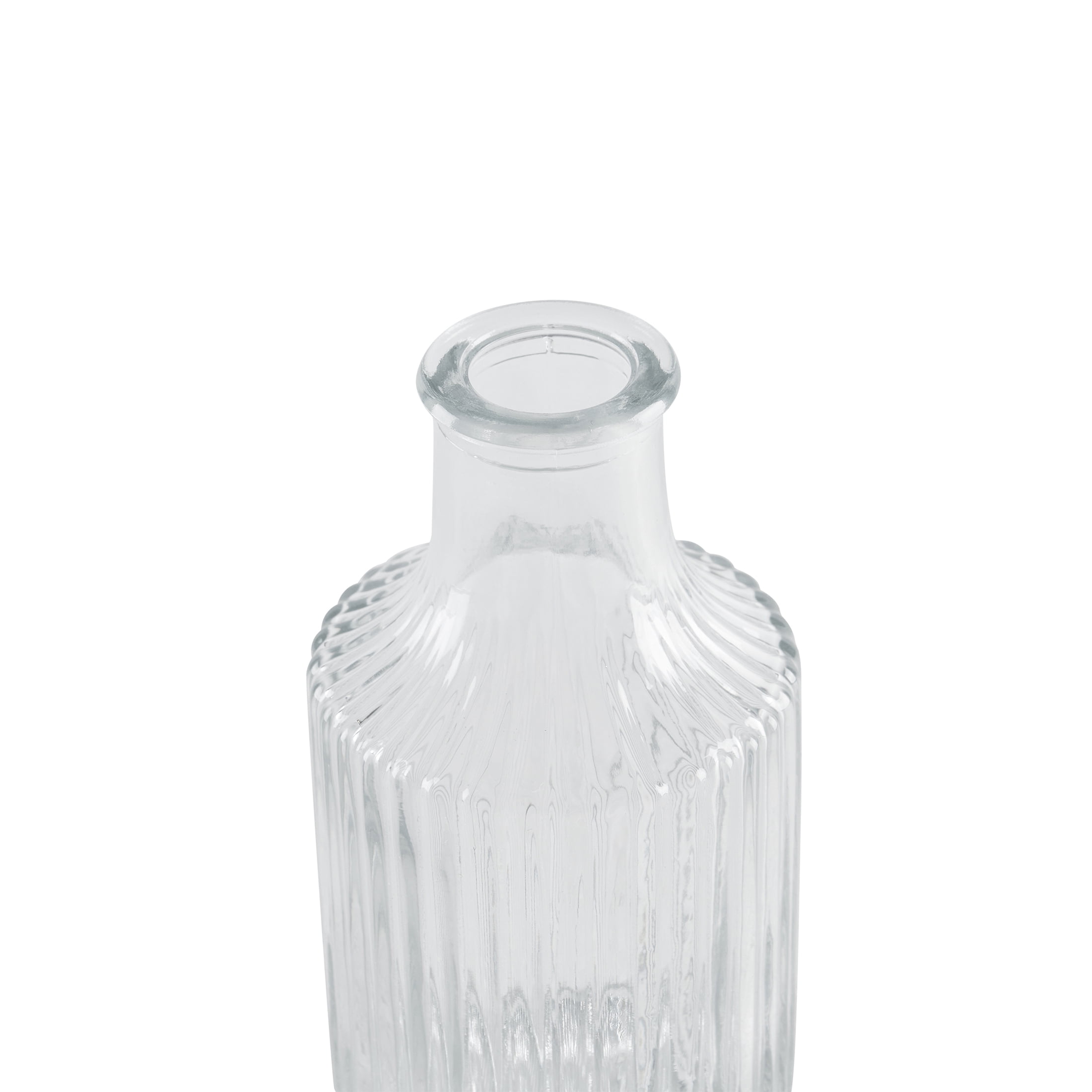 (4 pack) Home Decor Collection Clear Glass Ribbed Embossed Indoor Bud Vase, 5"