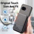thumbnail image 2 of For Google Pixel 9A Wallet Phone Case,PC + PU Leather + TPU Hybrid Design,With Card Slots,Diagonal Fabric Pattern,Back Flip Kickstand,Shockproof Rugged Dropproof Phone Case,Gray, 2 of 9