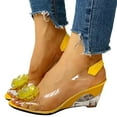 thumbnail image 3 of IUJSOY Womens Sandals Clear Wedges Heels Peep Toe Flower Rhinestone Slingback Sandals Pumps, 3 of 6