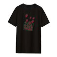 thumbnail image 3 of Camiseta de manga corta para mujer, ropa holgada con cuello redondo, camisetas con estampado de frutas elegantes, camiseta femenina para vacaciones y oficina SG, 3 of 8
