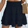 thumbnail image 2 of LLYwey Ruffle Short Skirts for Women Summer Smocked High Waisted Tiered Mini Skirts with Shorts, Sy-1, Navy, L, 2 of 5