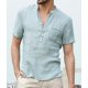 thumbnail image 1 of Camiseta de manga corta de lino y algodón de verano para hombre S-5xl/BL, 1 of 2
