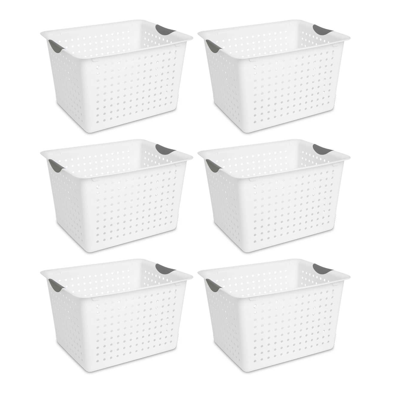 Sterilite Deep Ultra Plastic Kitchen Laundry Storage Organizer Baskets (6 Pack) by Sterilite