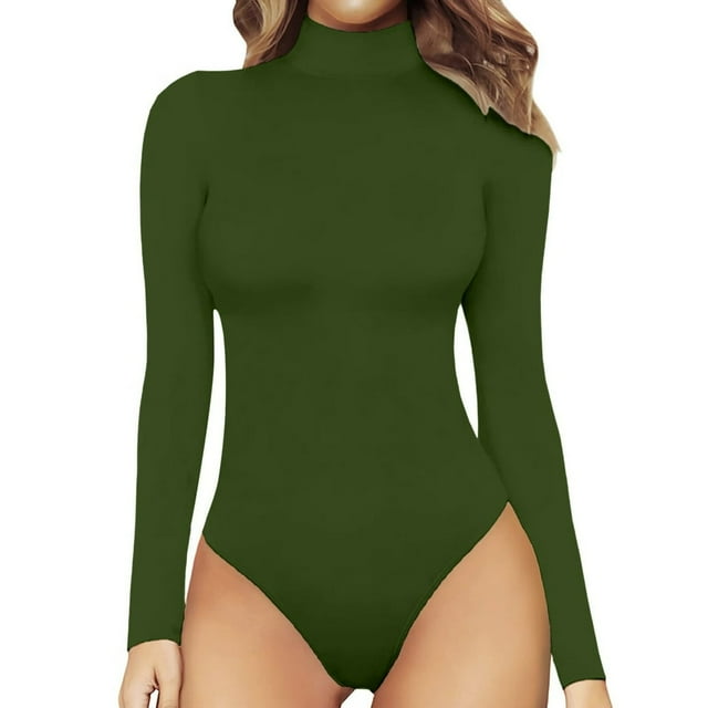 Femmes Mode Faux Col Roulé Manches Longues Solides Tops en Peluche Combinaison