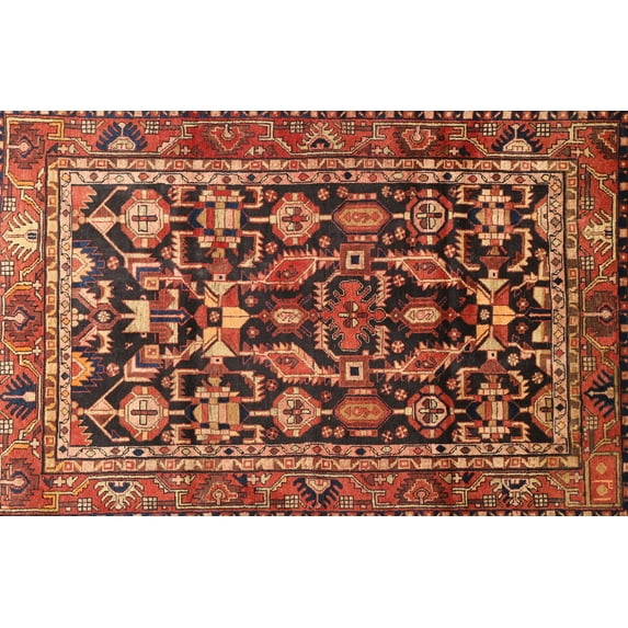 Ahgly Company Machine Washable Indoor Rectangle Traditional Saffron Red Area Rugs, 7' x 9'