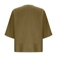 thumbnail image 4 of Ecqkame Womens 3/4 Length Sleeve Summer Tops Trendy Business Dressy Casual Blouses Solid Color V Neck Button Down Shirts Brown XXXXL, 4 of 8