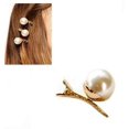 thumbnail image 1 of 4 Uds. Pinzas para el pelo de cocodrilo con pico de pato y perlas artificiales para peluquería, abrazadera de modelado de acero inoxidable dorado para mujer, 1 of 5