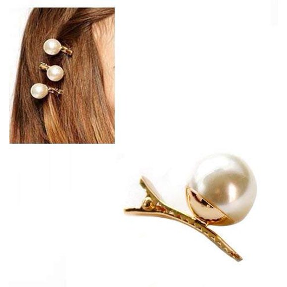 4 Uds. Pinzas para el pelo de cocodrilo con pico de pato y perlas artificiales para peluquería, abrazadera de modelado de acero inoxidable dorado para mujer
