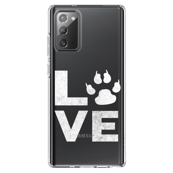 DistinctInk Clear Shockproof Hybrid Case for Samsung Galaxy Note 20 (6.7" Screen) - TPU Bumper Acrylic Back Tempered Glass Screen Protector - Love - Dog Paw