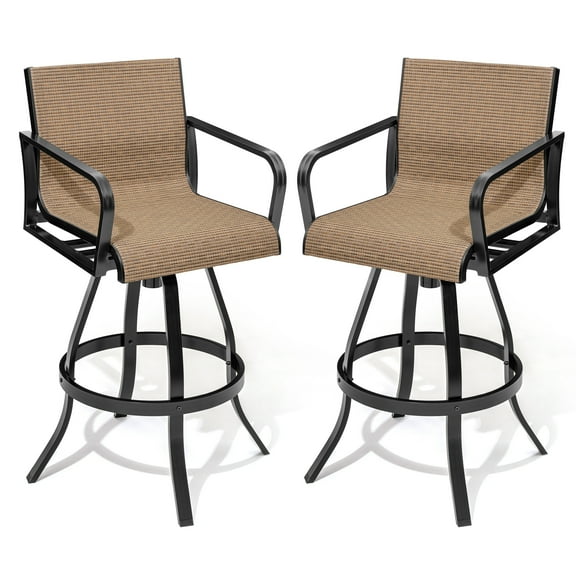Crestlive Products Brown Outdoor Aluminum All-Weather Swivel Patio Bar Stools (Set of 2)