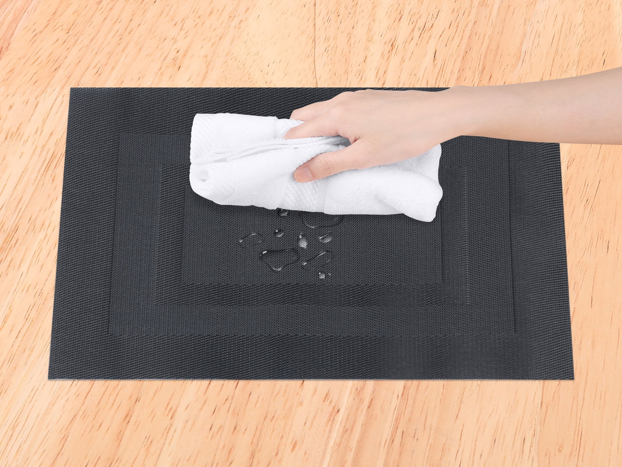 Unique Bargains Set of 6 Placemats for Kitchen Table Decor Black