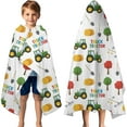 thumbnail image 3 of Cartoon Tractors Hay Bales White Pattern Hooded Bath Towel，60"x35" for Ages 3 To 12 Kids, Quick Dry Lightweight Soft Microfiber Hood Beach Towel Cover Up for Kids, 3 of 7