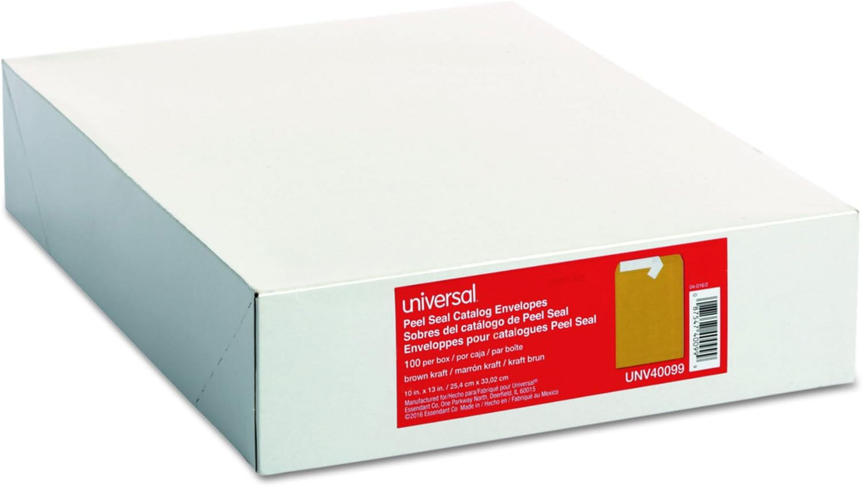 UNV40099 #13-1/2 Square Flap 10 in. x 13 in. Self-Adhesive Closure Peel Seal Strip Catalog Envelope - Natural (100/Box)