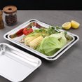 thumbnail image 4 of OULII 3 Pcs Plateau de Cuisson Rectangulaire en Acier Inoxydable Plateau de Service pour Collations en Métal, 4 of 8