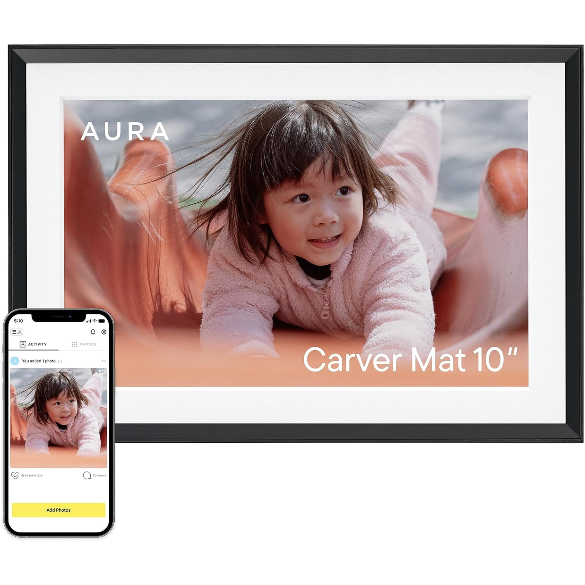 Aura Carver 10" Charcoal Digital Photo Frame