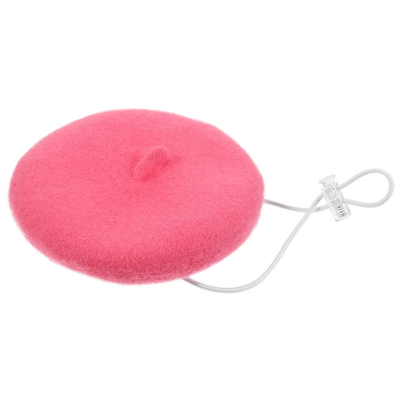 PAMINGONO 1Set Rosy Wool Beret Shape Hats for Cats and Dogs 11.8X5.1In Pet Costume Cap