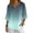 #02Cyan, variant on Women's Ombre Gradient Cotton Linen Blouse V Neck 3/4 Sleeve Casual Summer Tunic Tops #02Blue 2XL