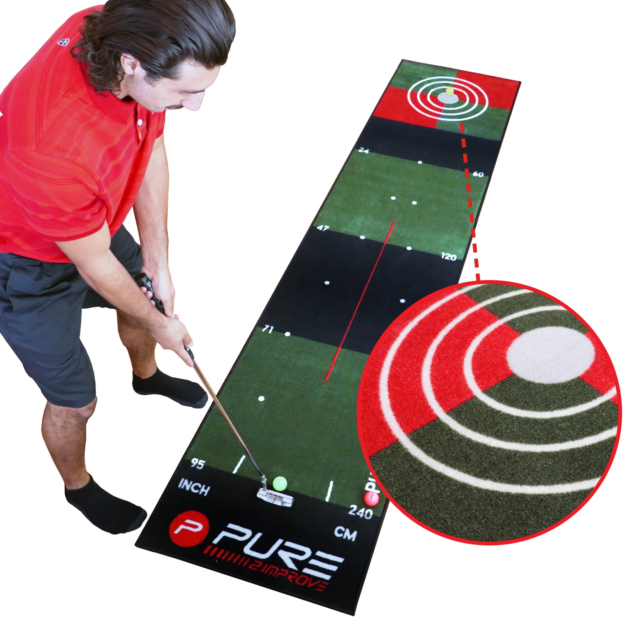 Pure2Improve 3.0 Golf Indoor/Outdoor Putting and Practice Mat with Flat