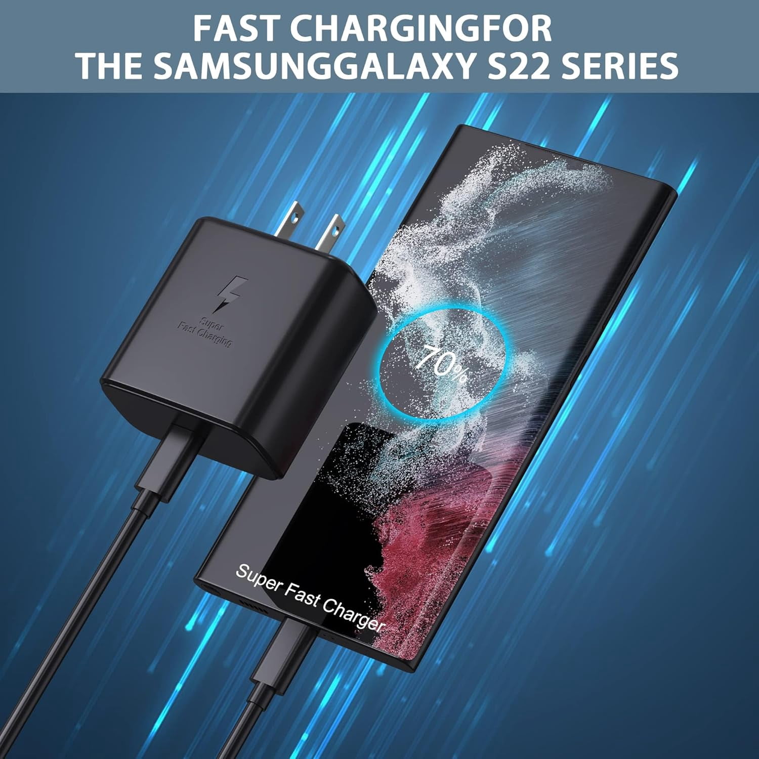 TYPPKMM 45W Super Fast Charger 3-Pack, USB C Android Phone Charger with 6FT Cable for Samsung Galaxy S25/S24/S23/S22/S21/S20 Series, Note 10, Galaxy Tab, Ultra/Plus Models, Black
