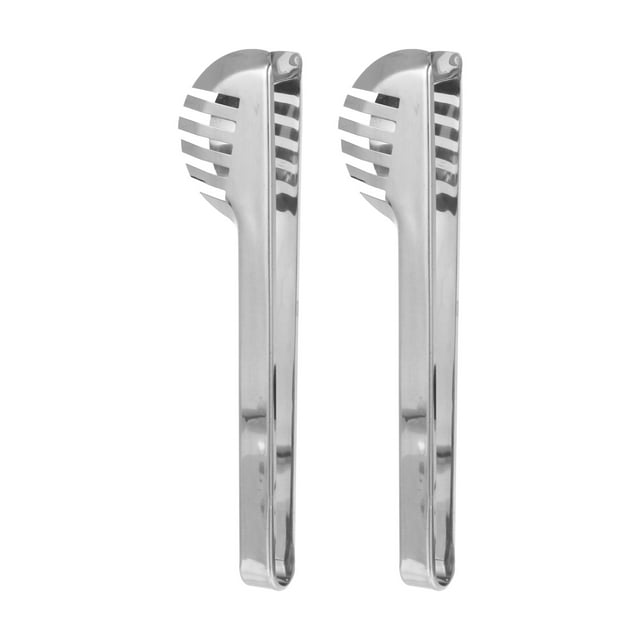 2 unids Pinzas de comida Pinzas de cocina de acero inoxidable Pinzas de pan Pasta Buffet Abrazaderas