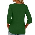 thumbnail image 7 of Miluxas Women's Spring/Summer Fashion Sweatshirts Loose 3/4 Sleeve Buttoned V-Neck Solid Color Casual Pullover Tops Green, 7 of 7