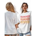 thumbnail image 6 of Women's T-Shirt SUMMER Sunshine Coral Red Ombre Simple Short Sleeve Casual Tee Classic Crew Neck T Shirt for Women White, 5XL, 6 of 7