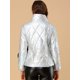 thumbnail image 5 of Chaqueta Acolchada de Plumón Metálico con Cremallera Brillante Holográfica para Mujer Plata S, 5 of 6