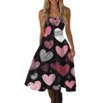 thumbnail image 5 of Women's Valentine's Day Dresses Love Heart Print Off Shoulder Vintage Sleeveless Dress Navy 2XL, 5 of 5
