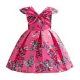 thumbnail image 2 of Black*Friday Deals Clothes under $5 GaThRRgYP Graduation Dresses for Women 2025,Children Flower Printing Princess Dress Sleeveless Girl Straight Shoulder Bowknot Gown Dress, 2 of 9