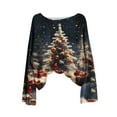 thumbnail image 4 of Enjoytime Christmas Cute Tops for Women Printed Round Neck Knitted Long Sleeve Sweater Fall Winter Holiday Pullover Top Blue M, 4 of 4