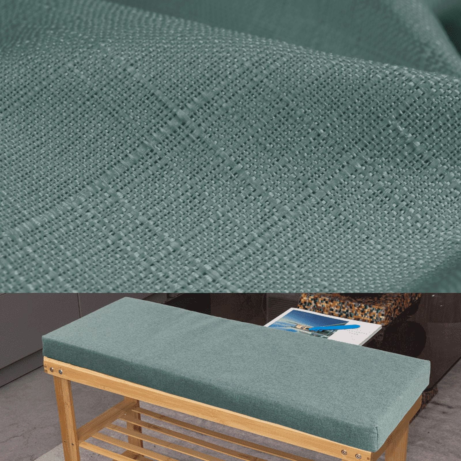 Bench Cushion Pads for Indoor/Outdoor Furniture/Window Seat Chair Sofa Couch Swing Garden 70D High-Resilience Upholstery Thickened Foam 3 Inch Thickness 2 Ties with Beige Non-slip Bottom