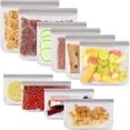 thumbnail image 1 of Reusable Ziplock Bags Silicone, 4 Pack Reusable Gallon Bags Seal & Leak Proof, BPA Free Reusable Freezer Bags for Kids Travel, Marinate Meats, Fruit or food Storage（Gray）, 1 of 1