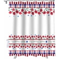 thumbnail image 5 of Blue Red Stripe Check Shower Curtain, Flowers Independence Day Shower Curtain Set with Hooks, Spring Summer Waterproof Fabric Shower Curtains for Bathroom Decor, 72x72 Inch Bath Curtain, 5 of 6