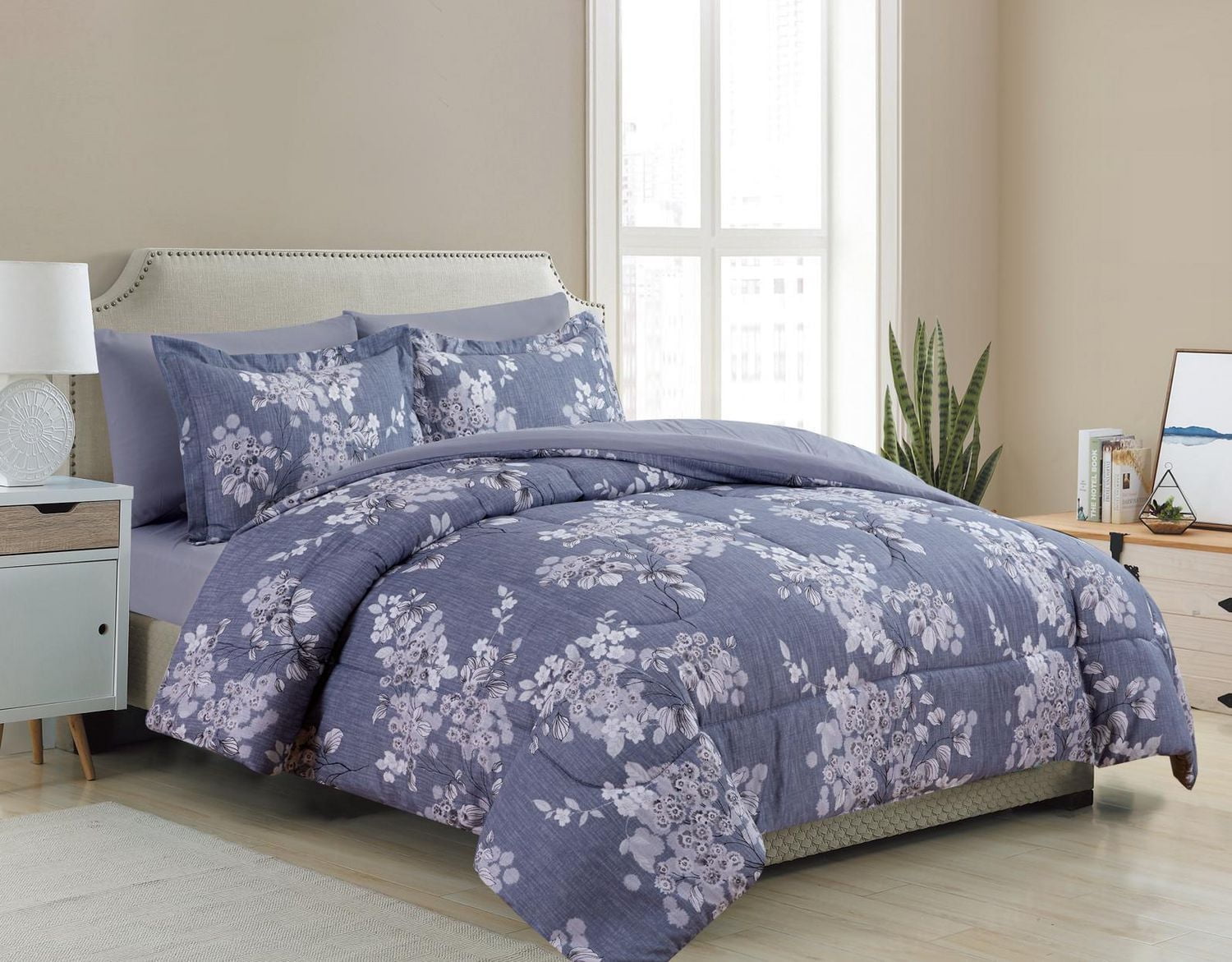 Marina Decoration Ultra Soft Luxury Fluffy Goose Down Alternative Bed in a Bag Rich Printed Comforter Set Includes Sheet Set