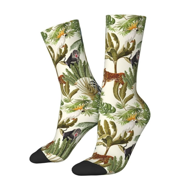 Balery Jungle Animals Calcetas Largas con Estampado para Hombre y Mujer – Suaves y Transpirables, Talla Única (US 5-11)