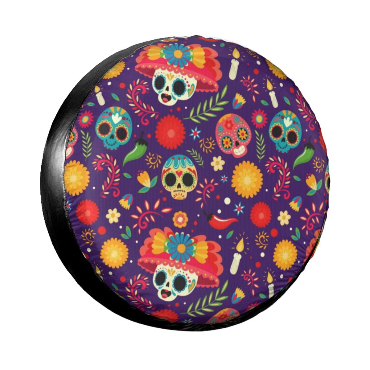 Mexican Sugar Skull Spare Tire Cover for Jeep Pajero Custom Halloween Day Of The Dead Car Wheel