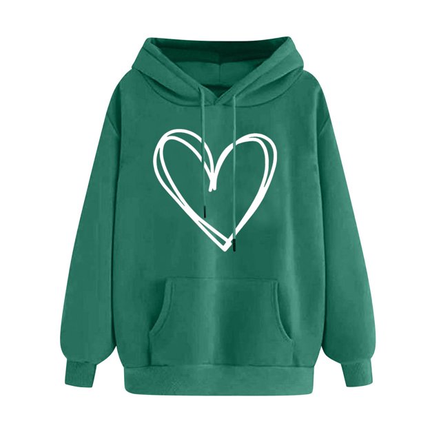 ZVAVZ Mode Femmes Chandails à Capuchon & Chandails en Molleton, Chandail à Capuchon Imprimé Graphique Mignon pour Adolescentes Manches Longues Chandail à Capuche Confortable avec Poches Chandail Vintage Décontracté en Solde Vert Armée TG