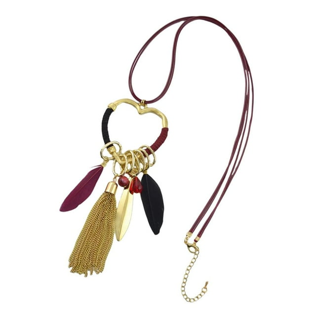 Collar Colgante de Borlas Color Rojo Zulema