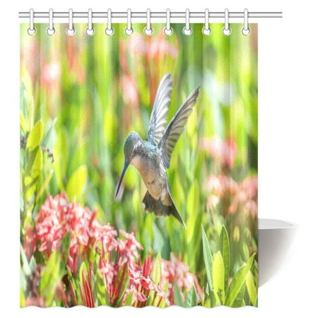 Mypop Hummingbirds Shower Curtain Home Decor Beautiful Female Blue Mypop Hummingbirds Shower Curtain Home Decor Beautiful Female Blue Tailed Emerald Hummingbird In Flight