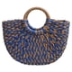 thumbnail image 1 of Bolso de mano de paja para mujer, bolso de mano de viaje informal de gran capacidad, bolso tejido semicírculo de choque de colores, bolso de playa de verano, 1 of 3