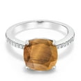 thumbnail image 2 of Gem Stone King 3.62 Ct Cushion Brown Tiger Eye 925 Sterling Silver Ring, 2 of 5