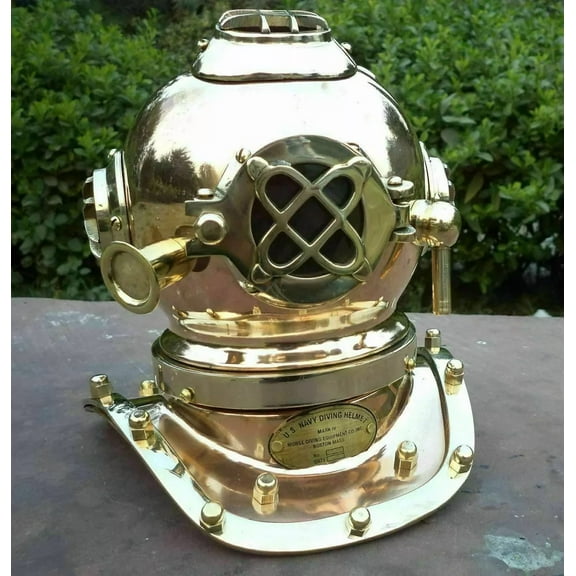 Mark V Solid Brass Diving Divers Helmet Marine Copper Vintage Helmet