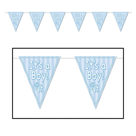 Party Central Club Pack of 12 Blue and White "It's a Boy!" Baby Shower Party Hanging Banners 144"