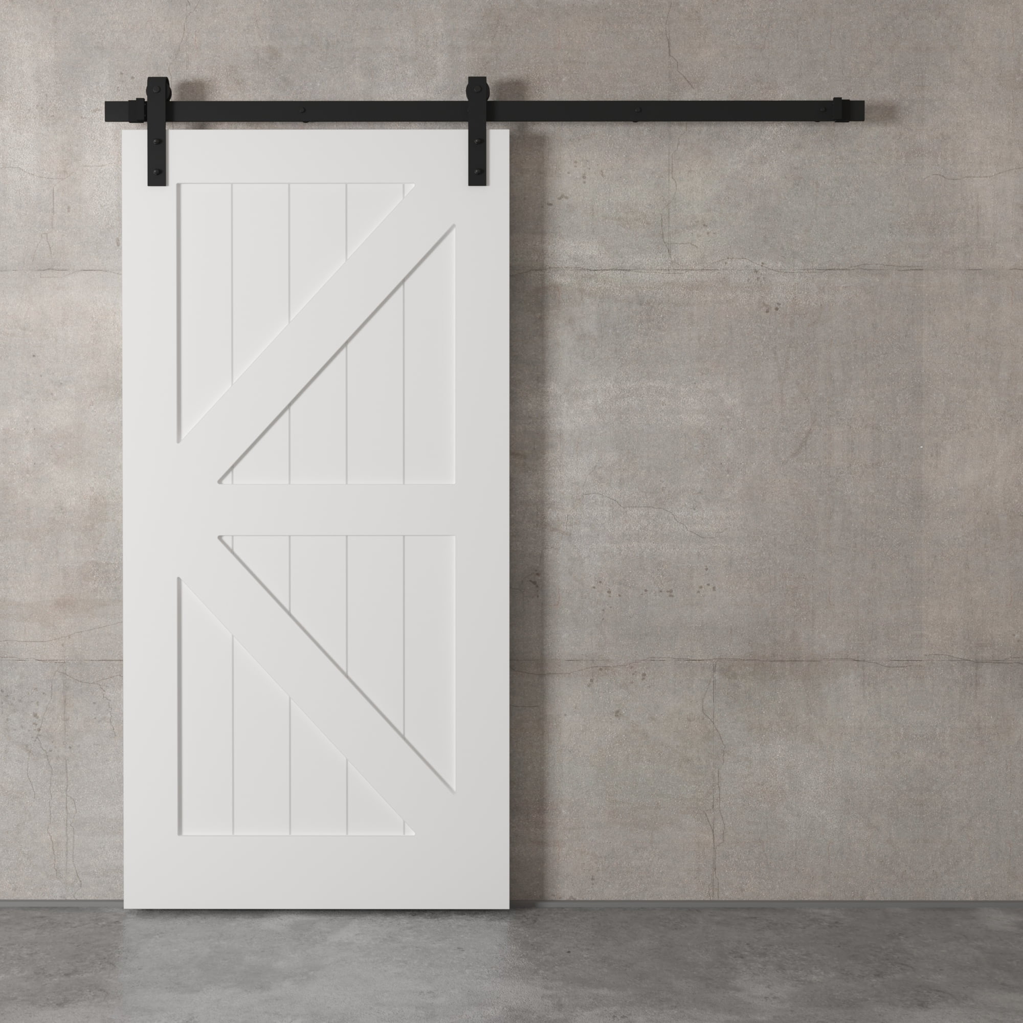 83” White Sliding Wood Panels Builder’s Barn Door